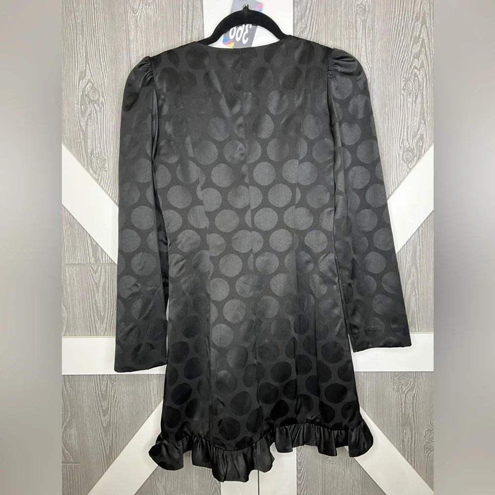 Zara Black Polka Dot Satin Blazer Dress - Picture 5 of 9